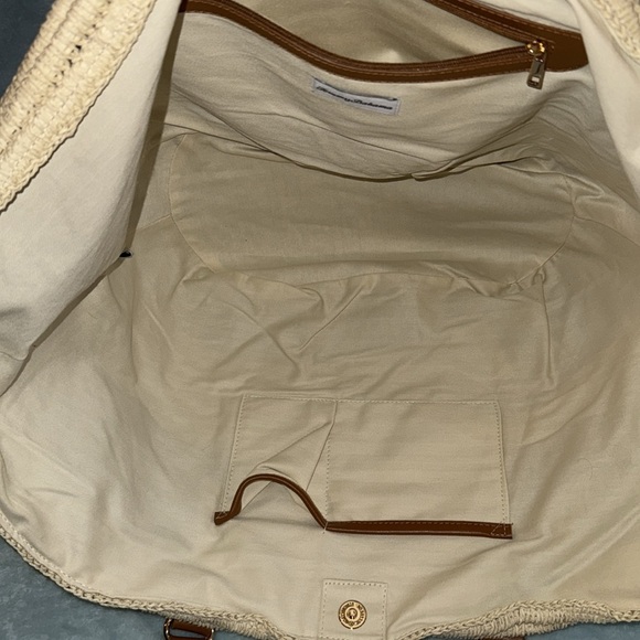 Tommy Bahama Blue and Tan Striped Tote Bag